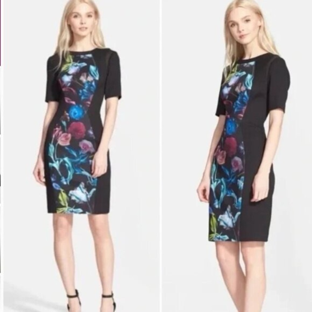 Ted Baker Midnight Bloom Abade Mini Floral Tailored Fit Dress Size 4